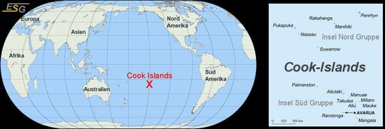 Lage der Cook Inseln auf der Weltkarte